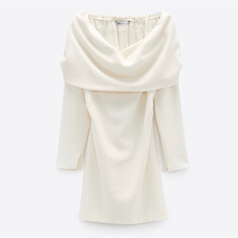 Zara Off the Shoulder Cream Dress NWT